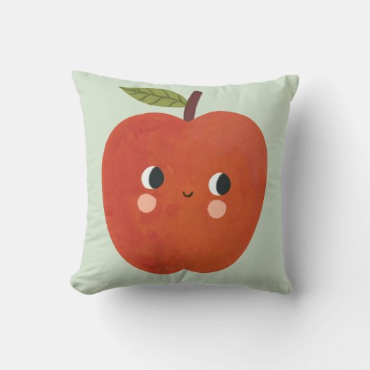 Oreiller à lancer de pomme souriant | Nourriture à (Recto)