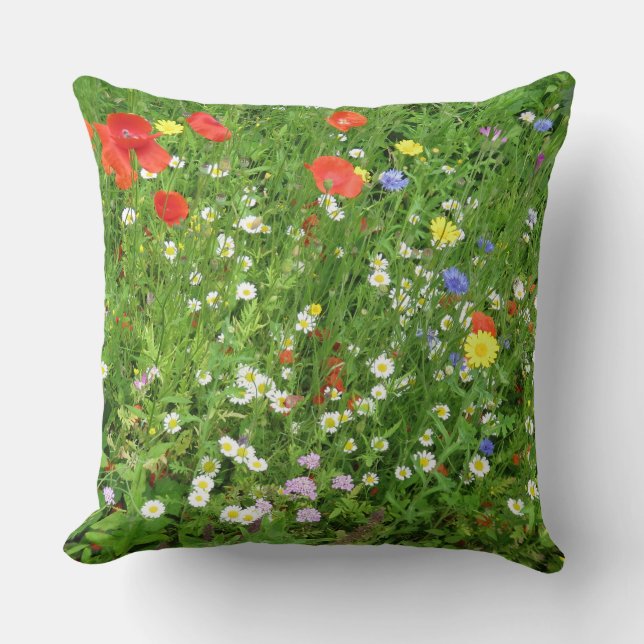 Oreiller à lancer de prairie de fleurs (Recto)