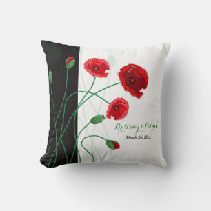 Oreiller à lancer de saké mariage   Poppies rouges