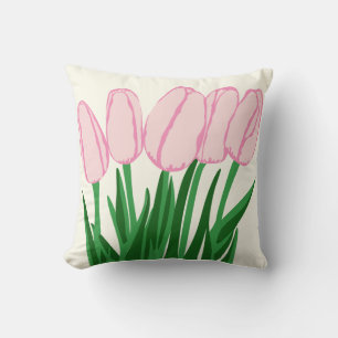 Oreiller à lancer de tulipe rose