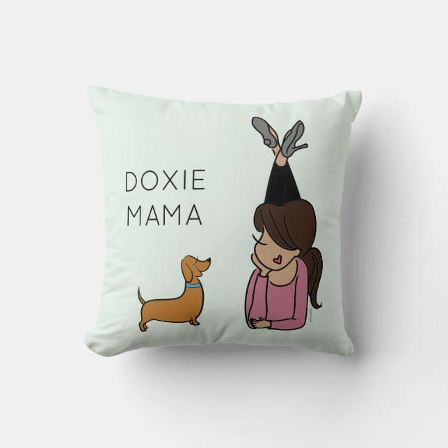Oreiller à lancer Doxie Mama personnalisé (Recto)