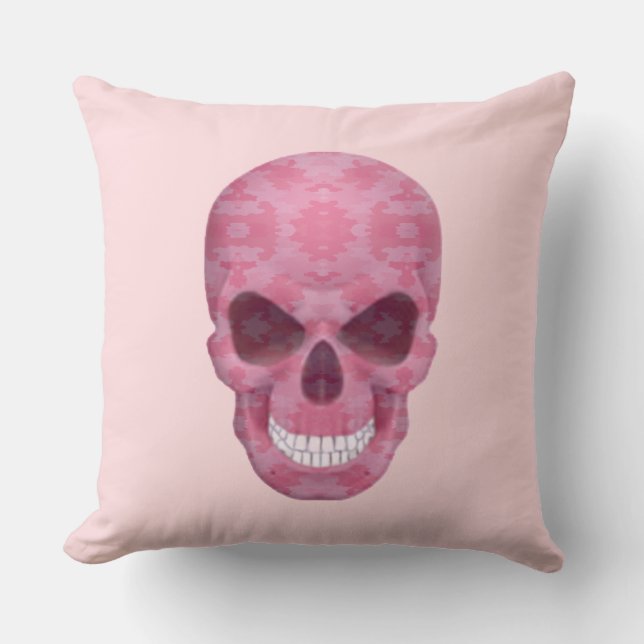 Oreiller à lancer du crâne de camouflage rose (Recto)