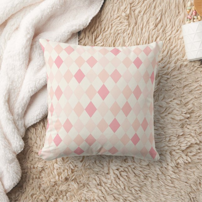 Oreiller à lancer en Jacquard rose et crème (Couverture)