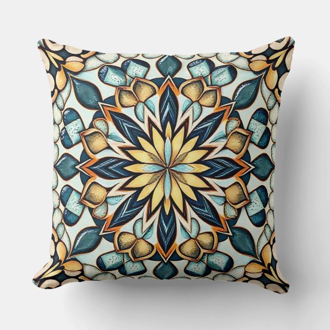 Oreiller à lancer en mosaïque de Mandala (Recto)
