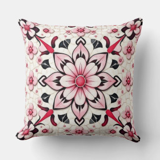 Oreiller à lancer en mosaïque rose