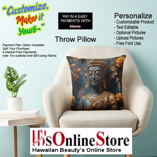 Oreiller à lancer en polyester bouddha (Buddha Square Polyester Throw Pillow.)