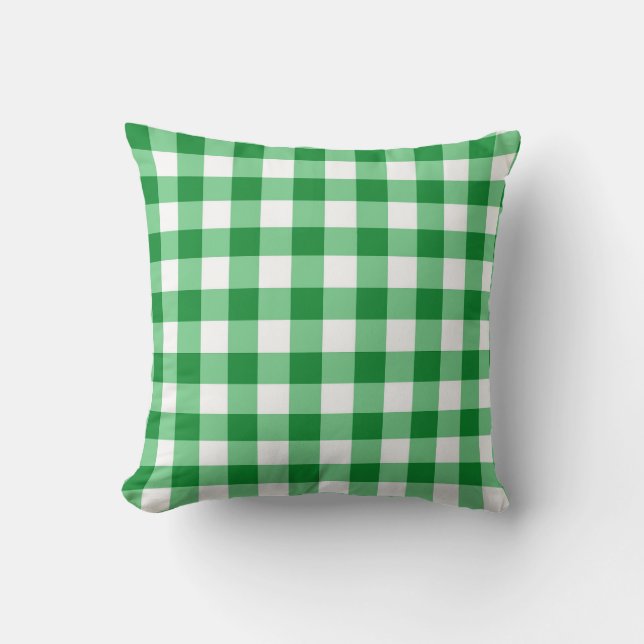 Oreiller à lancer En vichy réversible vert (Recto)