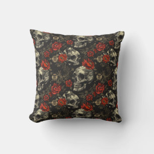 Oreiller à lancer floral crâne