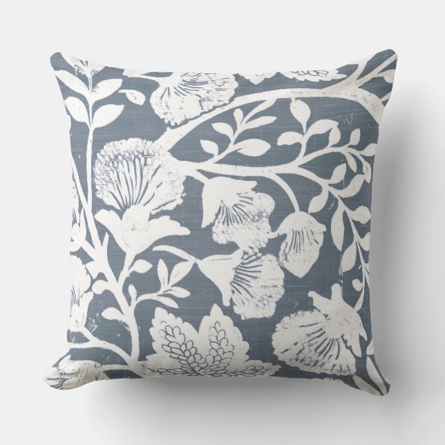Oreiller à lancer floral gris et blanc (Recto)