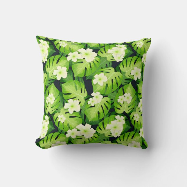 Oreiller à lancer floral tropical (Recto)