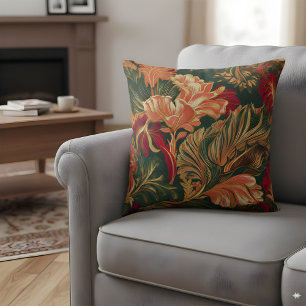 Oreiller à lancer floral tropical Orange vert gras