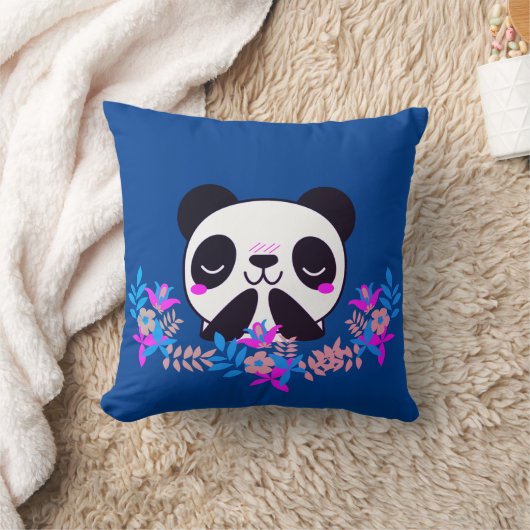 Oreiller à lancer Fuchsia & Blue Floral Panda (Couverture)