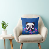Oreiller à lancer Fuchsia & Blue Floral Panda (Chaise)