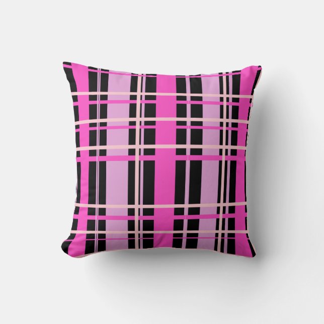 Oreiller à lancer Fuchsia rose et noir (Recto)
