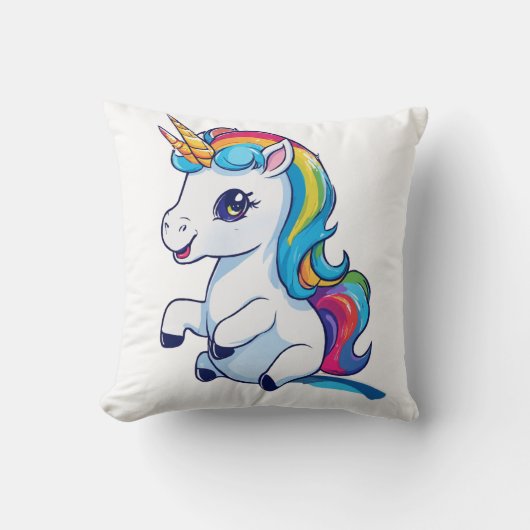 Oreiller à lancer magique Rainbow Unicorn (Recto)