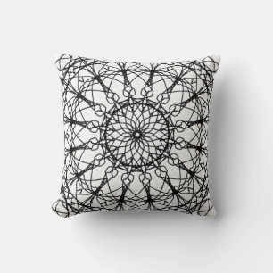 Oreiller à lancer Mandala noir et blanc