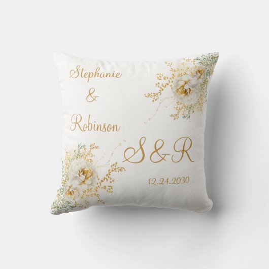 Oreiller à lancer Mariage de logo de monogramme do (Verso)