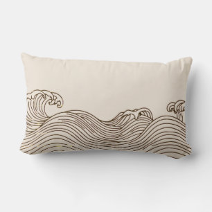 Oreiller à lancer minimaliste des vagues côtières