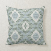 Oreiller à lancer moderne bleu et vert diamant