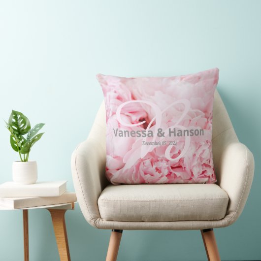 Oreiller à lancer moderne rose Peony (Chaise)