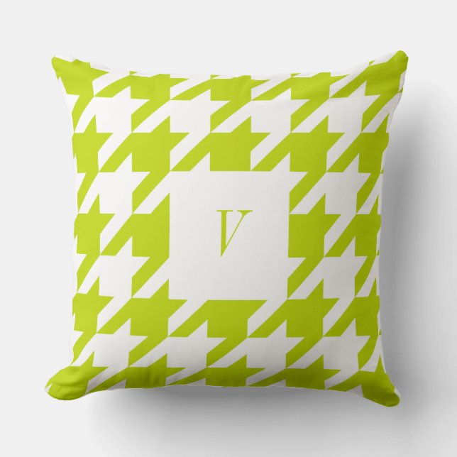 Oreiller à lancer monogrammé de céleri Houndstooth (Recto)
