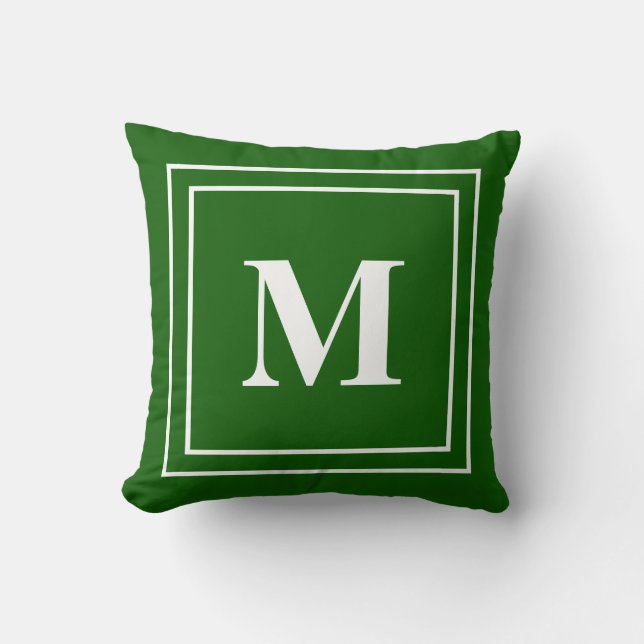 Oreiller à lancer Monogramme vert moderne (Recto)