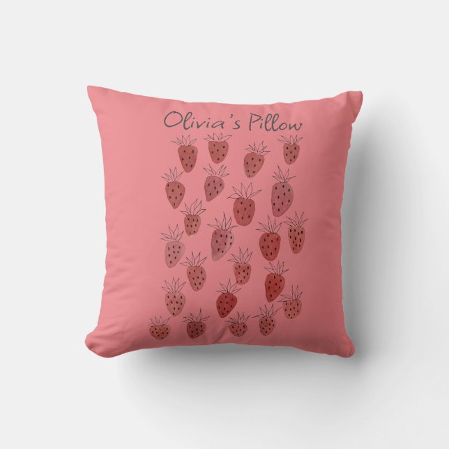 Oreiller à lancer Motif à fraise (Recto)