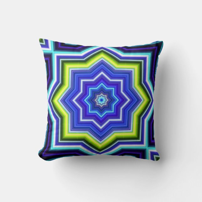 Oreiller à lancer Motif bleu et jaune (Recto)