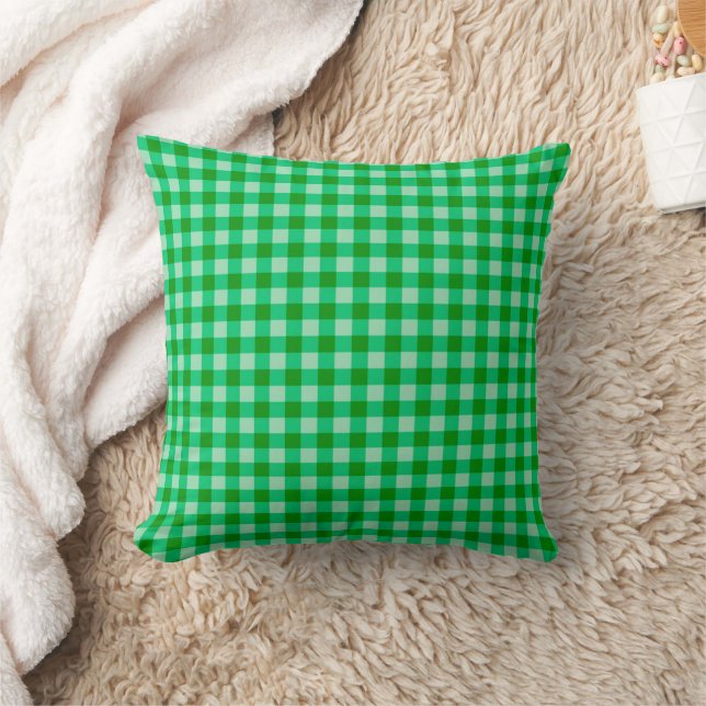 Oreiller à lancer Motif classique de gigham vert (Couverture)