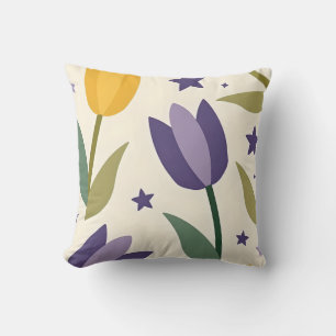 Oreiller à lancer Motif de tulipe lunaire