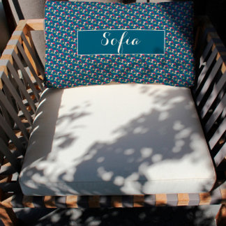 Oreiller à lancer motif géométrique bleu océan