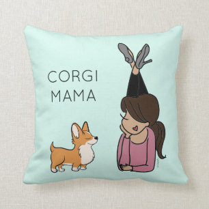 Oreiller à lancer personnalisé Corgi Mama