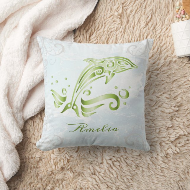 Oreiller à lancer personnalisé Dolphin vert (Couverture)
