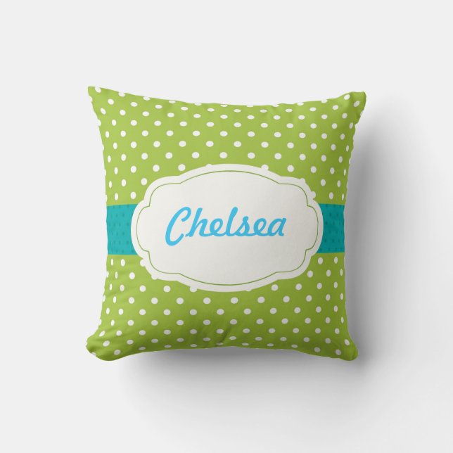 Oreiller à lancer personnalisé Pointe Polka (Recto)