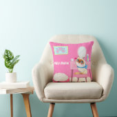 Oreiller à lancer personnalisé rose gâté Kitty (Chaise)