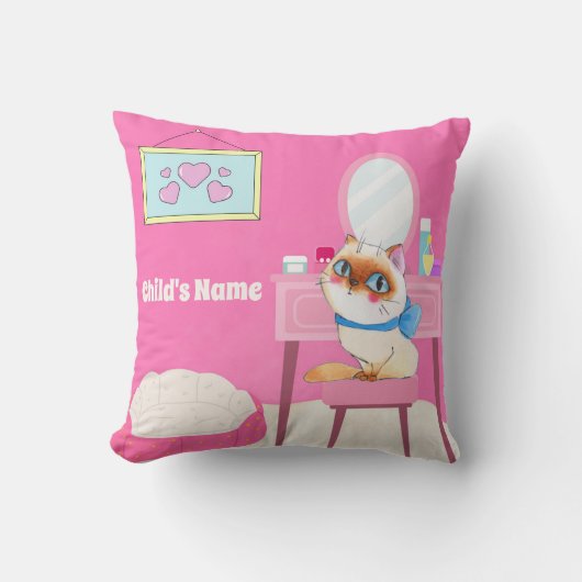 Oreiller à lancer personnalisé rose gâté Kitty (Recto)
