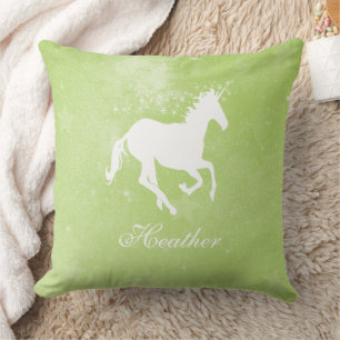 Oreiller à lancer personnalisé Unicorne vert