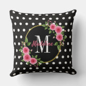 Oreiller à lancer Pois noir et blanc (Verso)