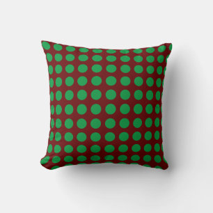 Oreiller à lancer Polkadot vert et bordeaux