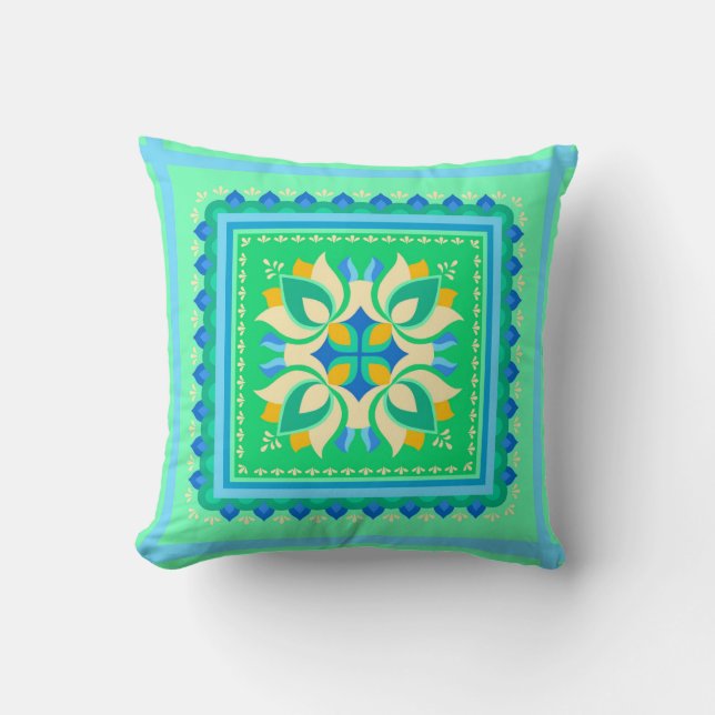 Oreiller à lancer réversible vert d'été (Recto)