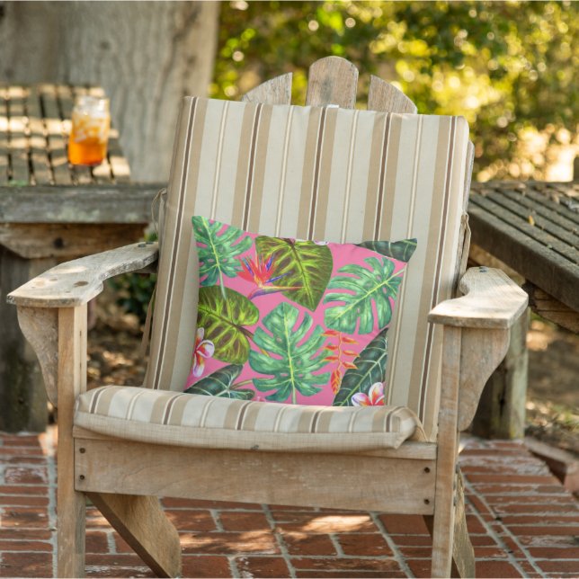 Oreiller à lancer rose Tropical (Chaise)