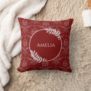 Oreiller à lancer rouge élégant Damask