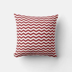 Oreiller à lancer rouge et blanc Chevron