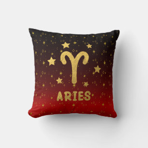 Oreiller à lancer rouge et or Aries Zodiac