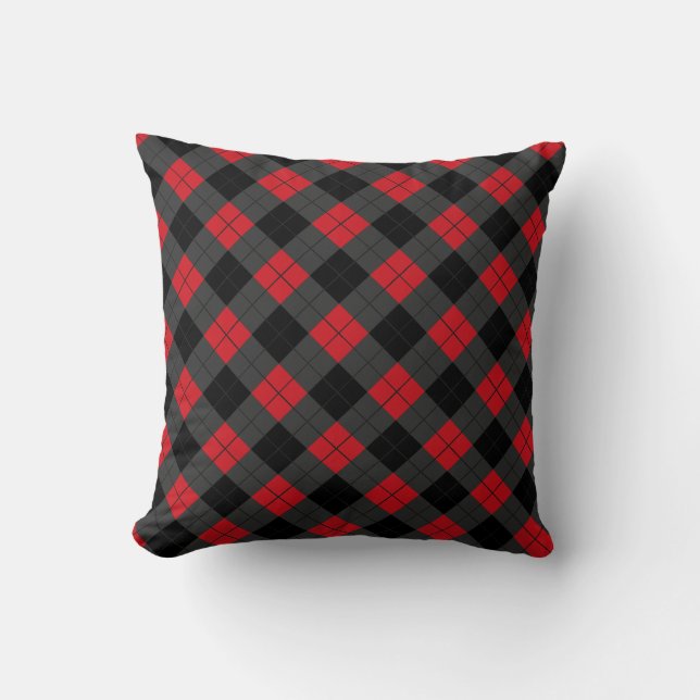 Oreiller à lancer rouge noir (Recto)