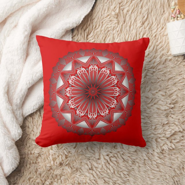 Oreiller à lancer rouge Ramadan Mandala (Couverture)