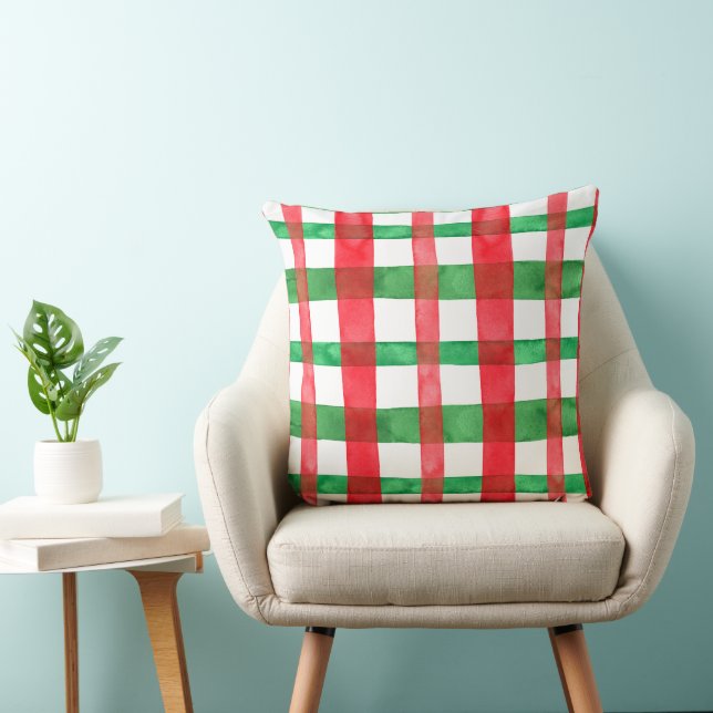 Oreiller à lancer rouge vert 20x20 (Chaise)