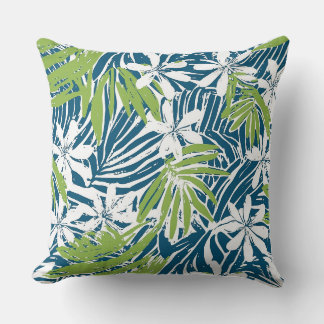 Oreiller à lancer tropical bleu et vert