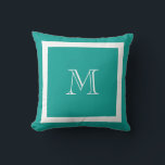 Oreiller à lancer Turquoise Classic Monogramme<br><div class="desc">Un monogramme traditionnel avec couleur et bordure arrière - plan modifiables</div>