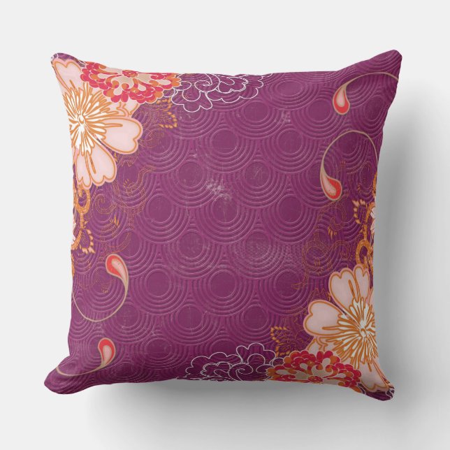 Oreiller à lancer violet rouge et rose (Recto)
